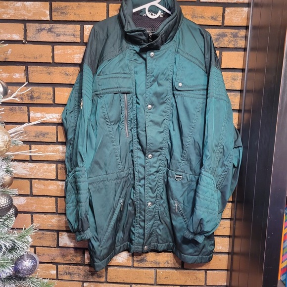 Vintage Descente Jacket Mens  XXL Emerald Green Ski Snow Parka Winter Coat Retro - Picture 1 of 16